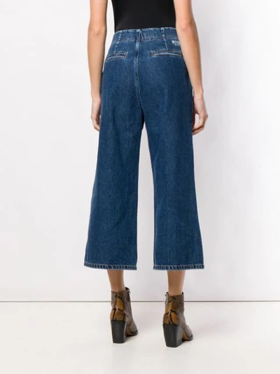 Shop Msgm Wide-leg Cropped Jeans In Blue