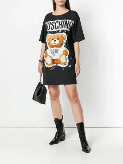 Shop Moschino Safety Pin Bear Dress In Black