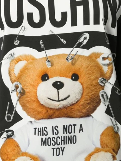 Shop Moschino Safety Pin Bear Dress In Black