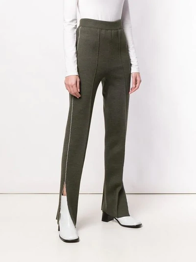 Shop Ports 1961 Side Slit Knit Trousers In Green