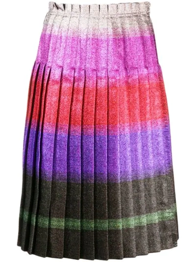 Shop Marco De Vincenzo Pleated Lurex Stripe Skirt In Pink