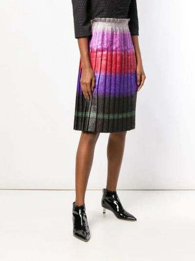 Shop Marco De Vincenzo Pleated Lurex Stripe Skirt In Pink