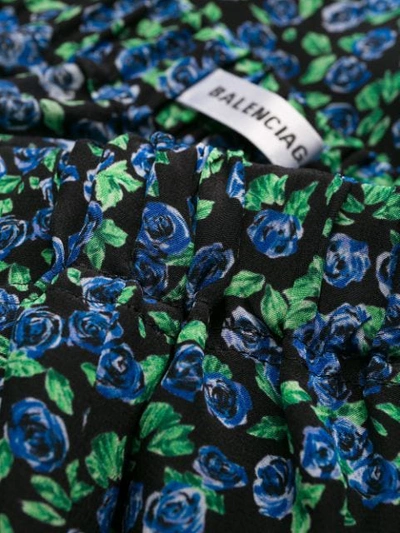 Shop Balenciaga Floral Print Wide-leg Trousers In Blue