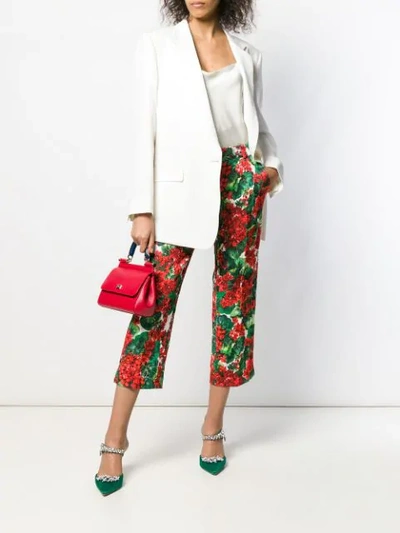 Shop Dolce & Gabbana Floral Cropped Trousers In Red