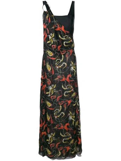 Shop Fausto Puglisi Long Printed Dress - Black