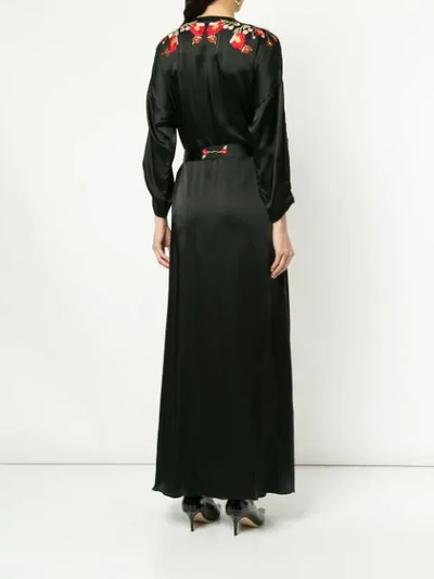 Shop Vilshenko Silky Poppy Trim Robe Gown In Black