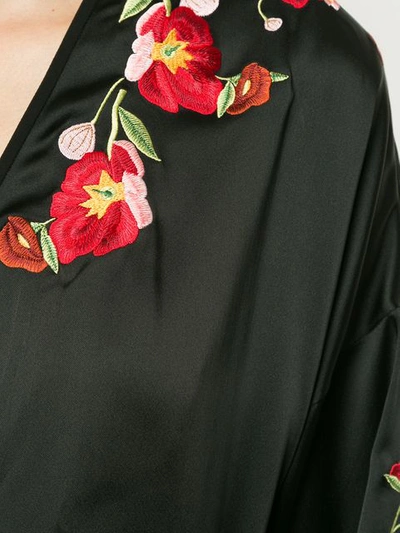 Shop Vilshenko Silky Poppy Trim Robe Gown In Black