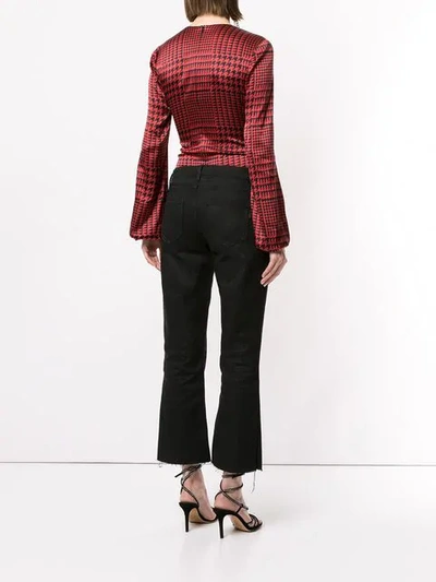 Shop Alexandre Vauthier Houndstooth Print Bodysuit - Red