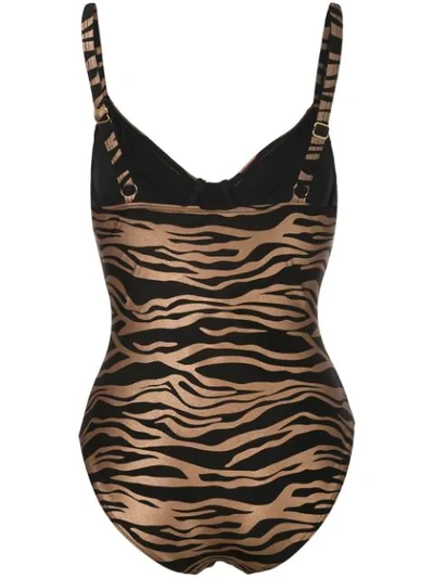 Shop Cynthia Rowley Zebra Sandi Swimsuit In Gold
