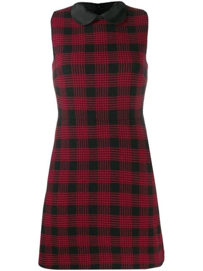 RED VALENTINO CHECK SLEEVELESS DRESS - 红色