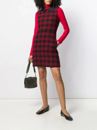 Shop Red Valentino Check Sleeveless Dress In D05 Deep Redn 