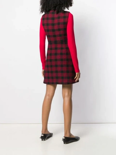 Shop Red Valentino Check Sleeveless Dress In D05 Deep Redn 
