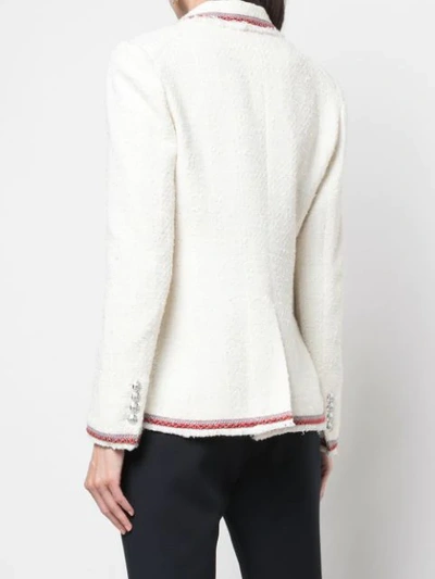 Shop Veronica Beard Pattered Trim Blazer In Neutrals