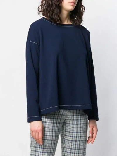 Shop Dkny Contrast Stitch Sweater In Blue