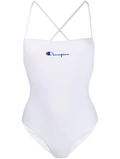 Shop Champion Logo Print Swimsuit In White