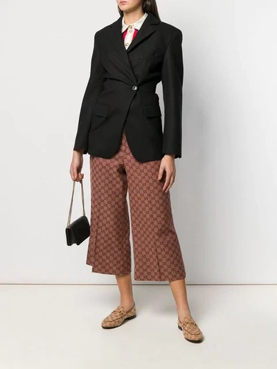 Shop Gucci Gg Wool Canvas Culotte Pant In Brown