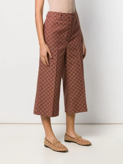 Shop Gucci Gg Wool Canvas Culotte Pant In Brown