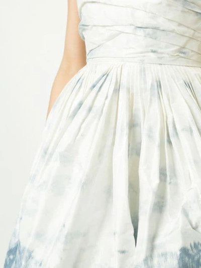 Shop Oscar De La Renta Printed Strapless High Low Gown In White