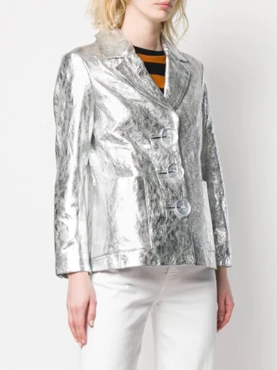 Shop Simon Miller Metallized Blazer In Silver
