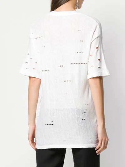 Shop Balmain Distressed-effect V-neck T-shirt In 0fa