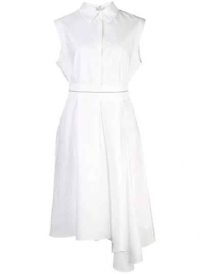 Shop Brunello Cucinelli Belted Poplin Shirt Dress In White
