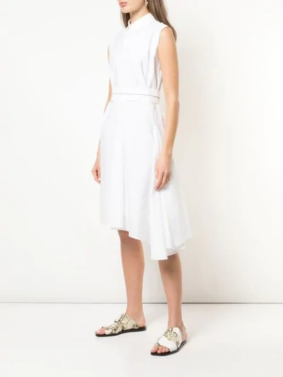 Shop Brunello Cucinelli Belted Poplin Shirt Dress In White