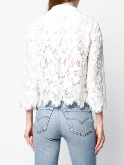 Shop Dolce & Gabbana Cropped Lace Jacket In White