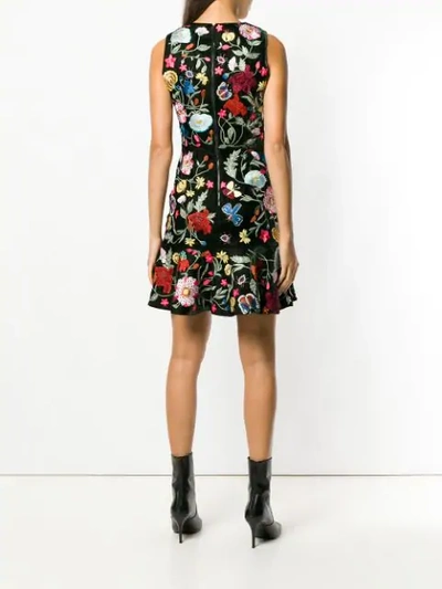 Shop Alice And Olivia Floral-embroidered Dress In Black