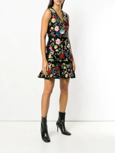 Shop Alice And Olivia Floral-embroidered Dress In Black