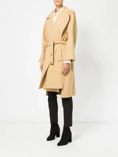 Shop Chloé Belted Tailored Coat In Brown