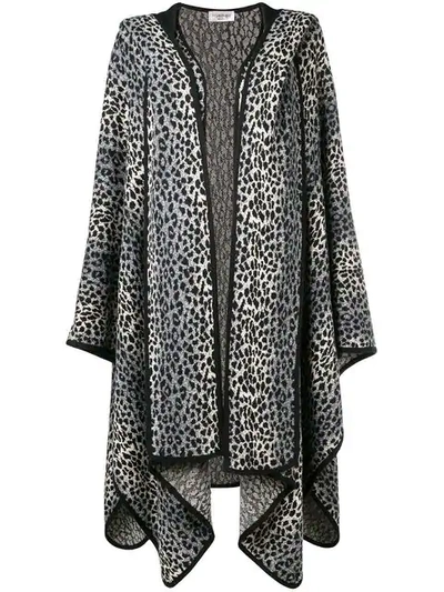 Pre-owned Saint Laurent 1980's Animal Print Poncho In Grey