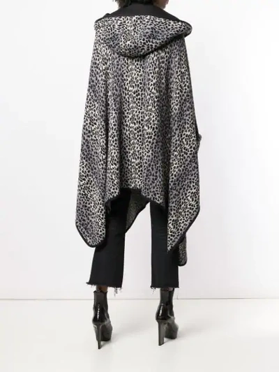 Pre-owned Saint Laurent 1980's Animal Print Poncho In Grey