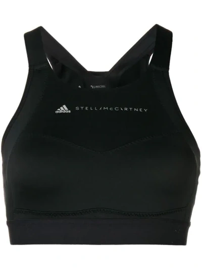 Shop Adidas By Stella Mccartney Logo Sports Bra In Black