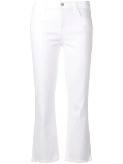 Shop J Brand Studded Cropped Jeans In White