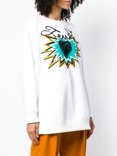 Shop Fendi Logo Motif Sweatshirt In F0znm White