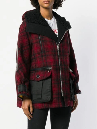 Shop Dsquared2 Hooded Oversized Parka Coat In Red