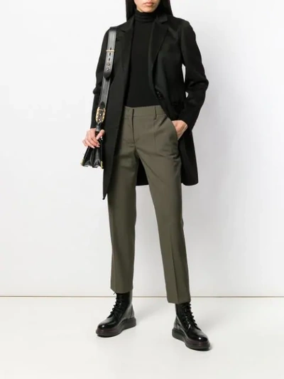 Shop Prada Cropped Trousers In Green