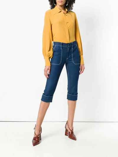 Shop Chloé Stretch Denim Cropped Trousers - Blue