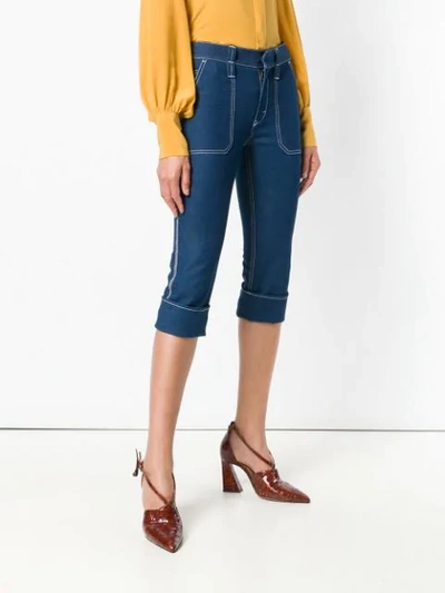 Shop Chloé Stretch Denim Cropped Trousers - Blue