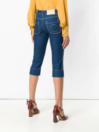 Shop Chloé Stretch Denim Cropped Trousers - Blue