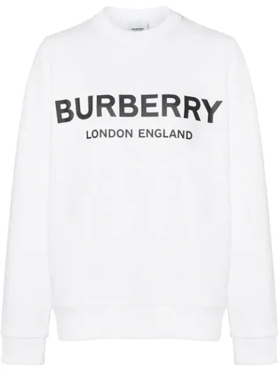 Shop Burberry Logo Print Sweatshirt In A1464 White