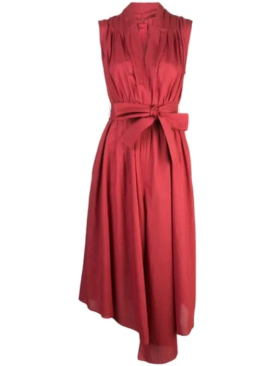 Shop Adam Lippes Asymmetrisches Midikleid In Red