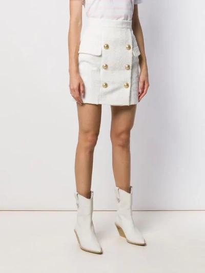 Shop Balmain X Julian Fashion Tweed Mini Skirt In White
