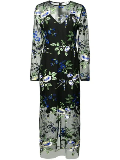 Shop Diane Von Furstenberg Sheer Floral Dress In Black
