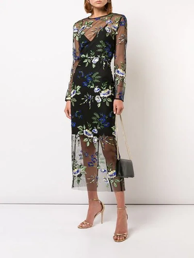 Shop Diane Von Furstenberg Sheer Floral Dress In Black