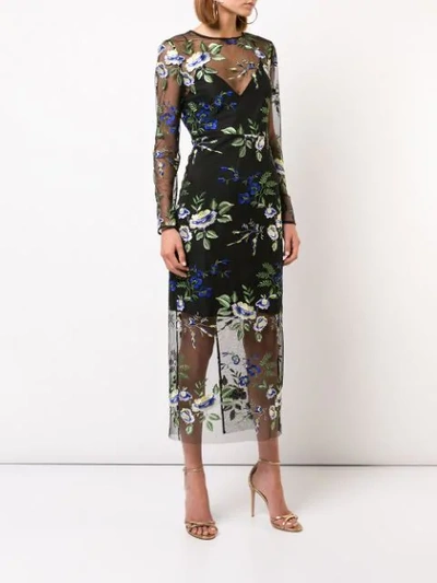 Shop Diane Von Furstenberg Sheer Floral Dress In Black