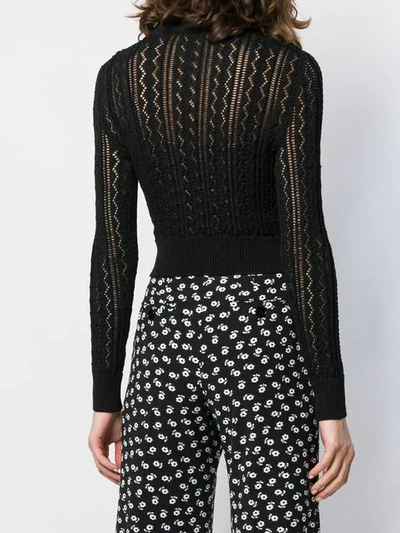 Shop Alexa Chung Ruffled Neck Knitted Top In Black
