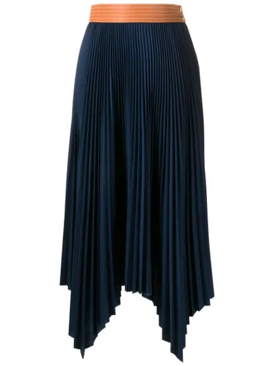 Shop Loewe Pleated Midi Skirt - Blue