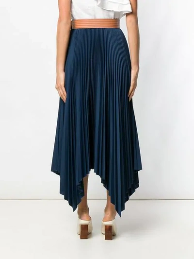 Shop Loewe Pleated Midi Skirt - Blue