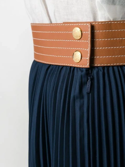 Shop Loewe Pleated Midi Skirt - Blue
